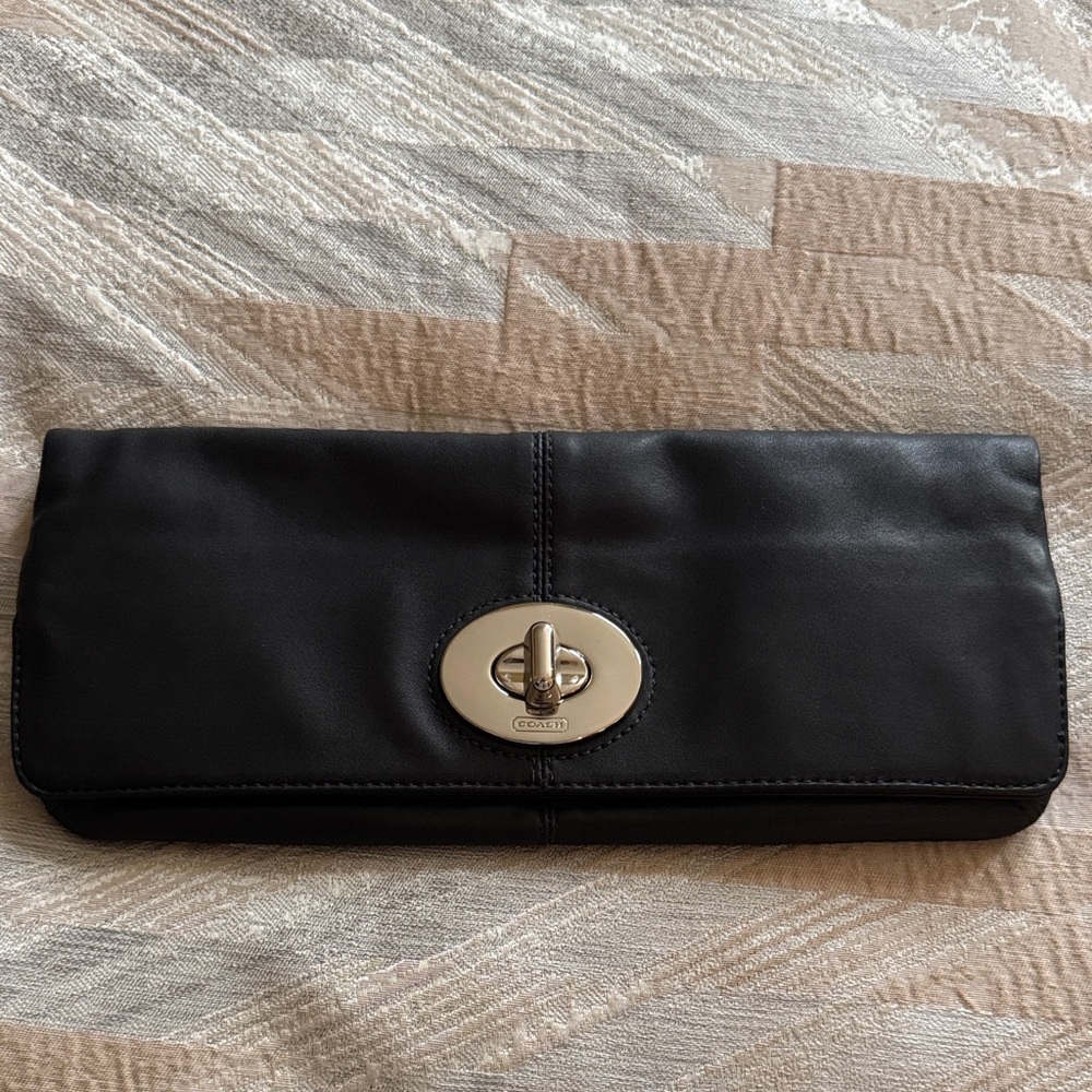 Coach Black Clutch with Silver Turn Lock